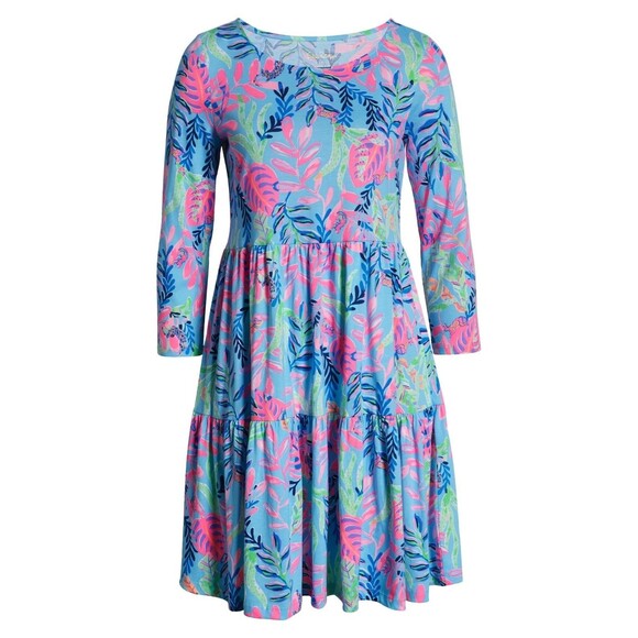 Lilly Pultizer Women's Geanna Swing Dress Porto Blue You've Been Spotted Large - Picture 1 of 5